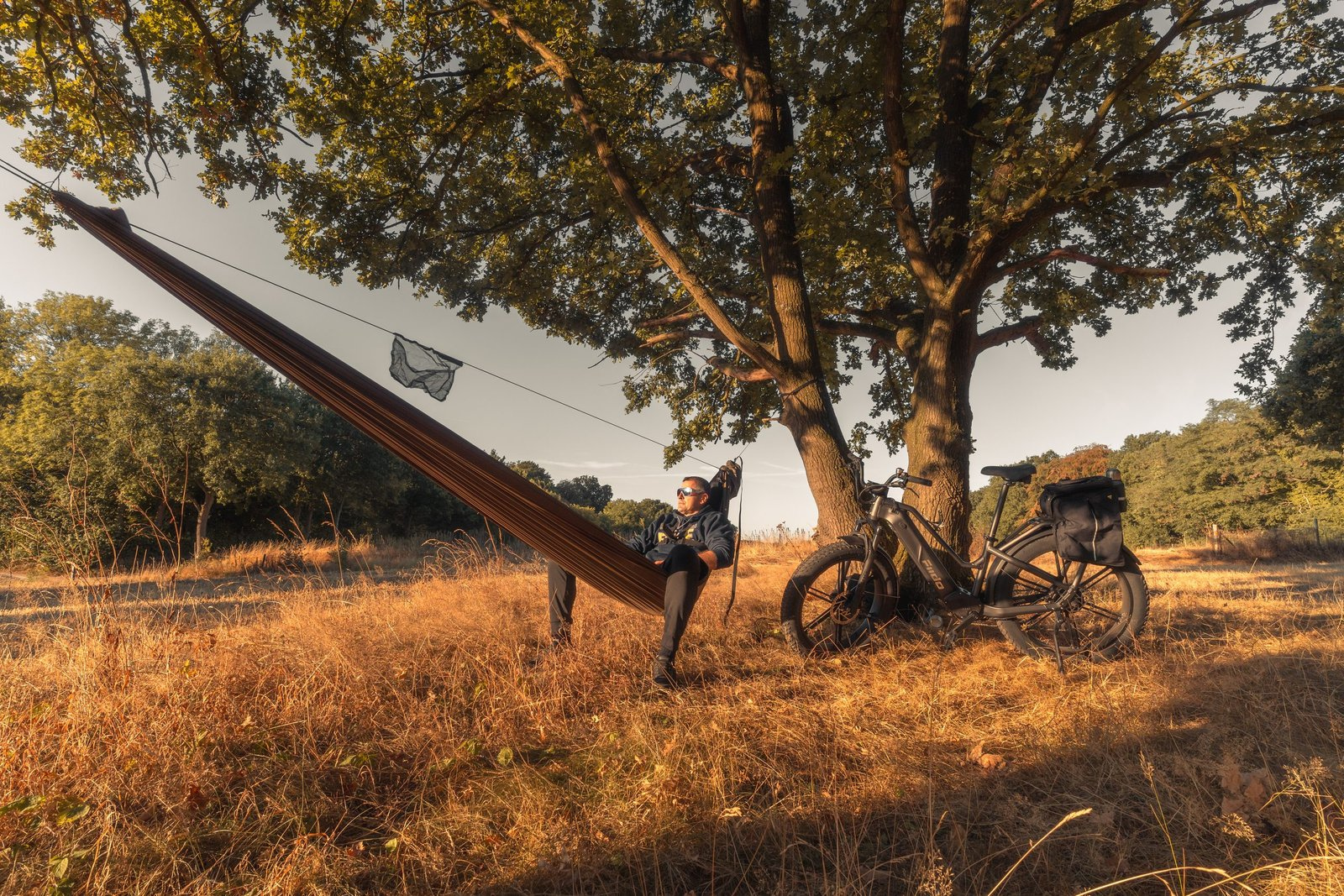 Libor Bednarik sitting in the hammock.